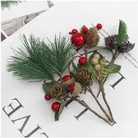 Merkloos Décoration de Noël artificielle comprenant 28 éléments, avec des branches de sapin et des baies