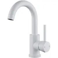 Sonstiges Robinet de lavabo, monocommande, blanc, en acier inoxydable, pivotant à 360°
