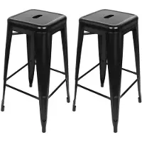 Sonstiges Ensemble de 2 tabourets empilables, style industriel vintage, en métal, couleur noire