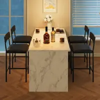 GarveeMore Ensemble de 4 tabourets de bar avec dossier et repose-pieds, rembourrés, hauteur d'assise de 64,8 cm, couleur noire