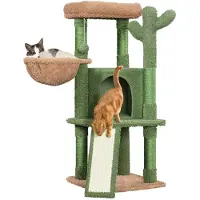 Merkloos Arbre à chat cactus griffoir - 106,5 cm - Pour petits chats jusqu'à 5 kg - Avec perchoir et niche