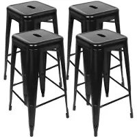 Sonstiges Ensemble de 4 tabourets de bar, style vintage industriel, en métal noir, empilables
