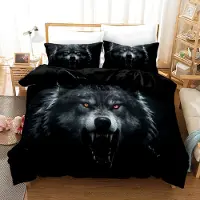 Merkloos Ensemble de literie "Loup" - 220 x 240 cm, avec motif animal