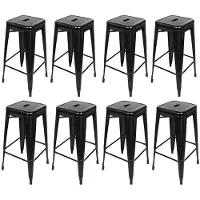 Sonstiges Ensemble de 4 tabourets empilables, style industriel vintage, en métal, couleur noire