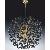 Casa Padrino Suspension LED , design luxueux, noire et dorée, diamètre 80 cm, hauteur 160 cm. Suspension en verre cristal, forme ronde, fabriquée en Italie