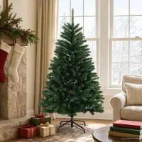 Syfax Arbre de Noël artificiel pliable, 150 cm, PVC, couleur vert moyen