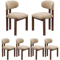 COLAMY Lot de 6 chaises de salle à manger en chenille,bois massif marron, assise confortable,style nordique,camel
