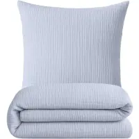 Merkloos Ensemble de literie en mousseline, 135x200 cm + 80x80 cm - Bleu clair