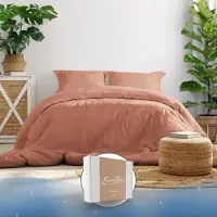 Merkloos Parure de lit 155x220 cm en satin de coton - Couleur mocha