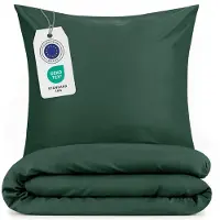OEM Couverture de lit 250x200 cm, microfibre, vert foncé, avec 2 taies d'oreiller