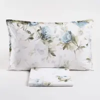 OEM Ensemble de literie pour lit double, 250x200 cm, couleur bleu, en percale