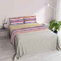 Merkloos Ensemble de linge de lit en microfibre 100%, motif rayé