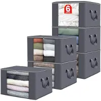 OEM Sac de rangement, grande capacité, design pliable, gris - 6 pièces - 60 litres