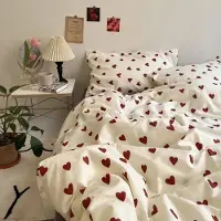 Merkloos Parure de lit "Beddegoed" - Motifs en forme de cœurs - Jaune - Pour lit double, 200x200 cm