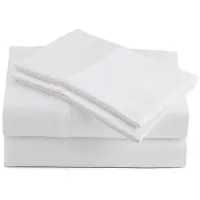 OEM Ensemble de literie 4 pièces, en percale, 415 fils au pouce carré, taille queen, blanc
