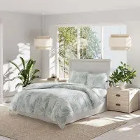 OEM Ensemble de literie king size, 3 pièces, 100 % coton, motif tropical, couleur verte