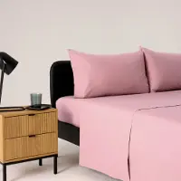 OEM Ensemble de draps 180x280 cm, 100% coton, couleur rose poudré