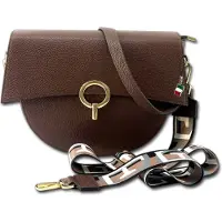 DrachenLeder Sacoche en cuir marron foncé, taille moyenne, 30x22x8 cm, modèle Florence, pour femmes et jeunes filles, référence D3OTF824N