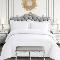 OEM Ensemble de couette en satin de coton égyptien, blanc, taille queen