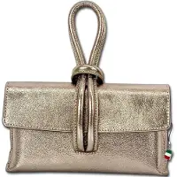 DrachenLeder Pochette, sac à main, sac bandoulière, couleur bronze, marron, pour femmes, en cuir, modèle Florence, dimensions 6x23x13 cm, référence D3OTF834F