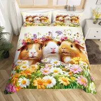 OEM Jeu de literie avec motif de cochons d'Inde, 3 pièces, 230x220 cm, en polyester