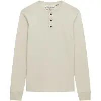 Superdry pour homme. M6010907A T-shirt beige Classic Essential grandad (L), Casuel, Coton, Manche longue