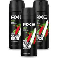 Axe 3 sprays corporels déodorants Africa, parfum Mandarine & Bois de Santal, 150 ml, lot de 3