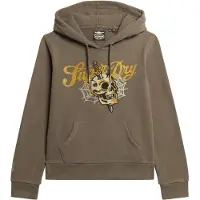 Superdry Tattoo Script Graphic Hoodie Marron M Femme