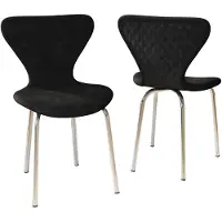 Selius Chaises de salle à manger - Chaises - Fauteuil - Chaises de coin repas - Chaises de table - Lot de 2 - Noir - Revêtement en velours