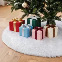 OEM Couverture de sapin de Noël - Imitation fourrure douce - Dessous pour sapin de Noël - Blanc, diamètre 90 cm
