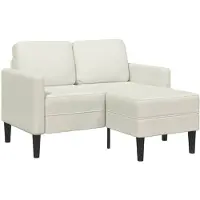 vidaXL Canapé 2 places avec chaise longue en L Crème 125 cm Velours