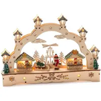 Konstsmide 3240-100 LED Silhouette en bois "2 maisons et garçon", couleur bois