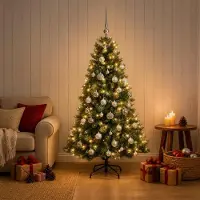 Syfax Arbre de Noël artificiel avec boules de Noël, 150 cm, 150 LED