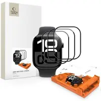 Tech-Protect EASY SET FLEX+ 3-PAK HYBRIDGLAS APPLE WATCH 10 / 11 (46 MM) SCHWARZ (Verre hybride), Sangles de montre, Noir