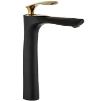 Sonstiges Robinet de salle de bain, noir, à une seule sortie, en laiton, finition chrome, avec un seul levier