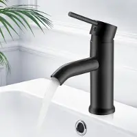 Sonstiges Robinet de lavabo noir en acier inoxydable, pour eau froide et chaude, raccordement G3/8, avec 2 tuyaux de 60 cm