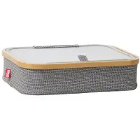 OEM Boîte de rangement en toile et bambou, couleur anthracite, 40x28x12 cm