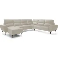 Domo DomoHome Canapé d'angle rembourré BOSCO en forme de U, tissu monolithique, indépendant, avec appuie-tête réglables, canapé pour la famille, taille : 340x270x98cm, Couleur : Beige