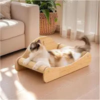 Merkloos Griffoir pour chats - Sisal naturel - Massif en pin - Grand modèle 53 x 33 pouces - Avec lit pour se détendre