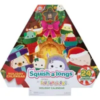 Jazwares Calendrier de l'avent SQUISHMALLOWS Squish-a-longs, 24 Mini-Squish à collectionner, Édition fêtes