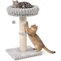 Merkloos Solidchoice - Griffoir pour chats d'intérieur avec plateforme, gris clair