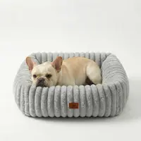 Merkloos Panier pour chien coussin pour chien lit pour chien - Gris - Taille S, 50 x 48 x 15 cm - Housse amovible - Pour petits chiens et chats