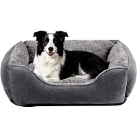 Dripio Lit pour chien rectangulaire, extrêmement doux, lavable, de couleur grise, dimensions : 76 x 60 x 23 cm