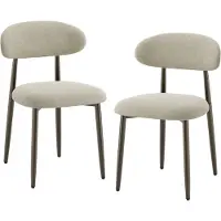 COLAMY Lot de 2 chaises de salle à manger en tissu rembourré,dossier incurvé ergonomique,pieds en métal finition bronze,design moderne,marron