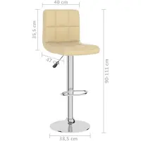 vidaXL Tabouret de bar Crème Similicuir