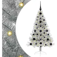 vidaXL Sapin de Noël artificiel pré-éclairé Argent 120 cm PET