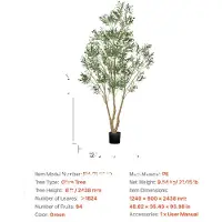 OEM Arbre artificiel, design réaliste, branches ajustables, olivier de 2,4 mètres de haut