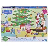 Hasbro Peppa Pig Calendrier de l'Avent Peppa et Evie, Compte à Rebours Festif avec 24 Surprises, Inclus 2 Figurines, Jouets Préscolaires Dès 3 Ans