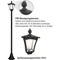 ROYAL GARDINEER Lampadaire solaire de jardin 2 m avec capteurs de mouvement et d'obscurité