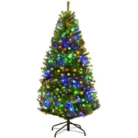 Costway Sapin de Noël artificiel avec guirlandes lumineuses LED Sapin de Noël illuminé 120 cm vert
